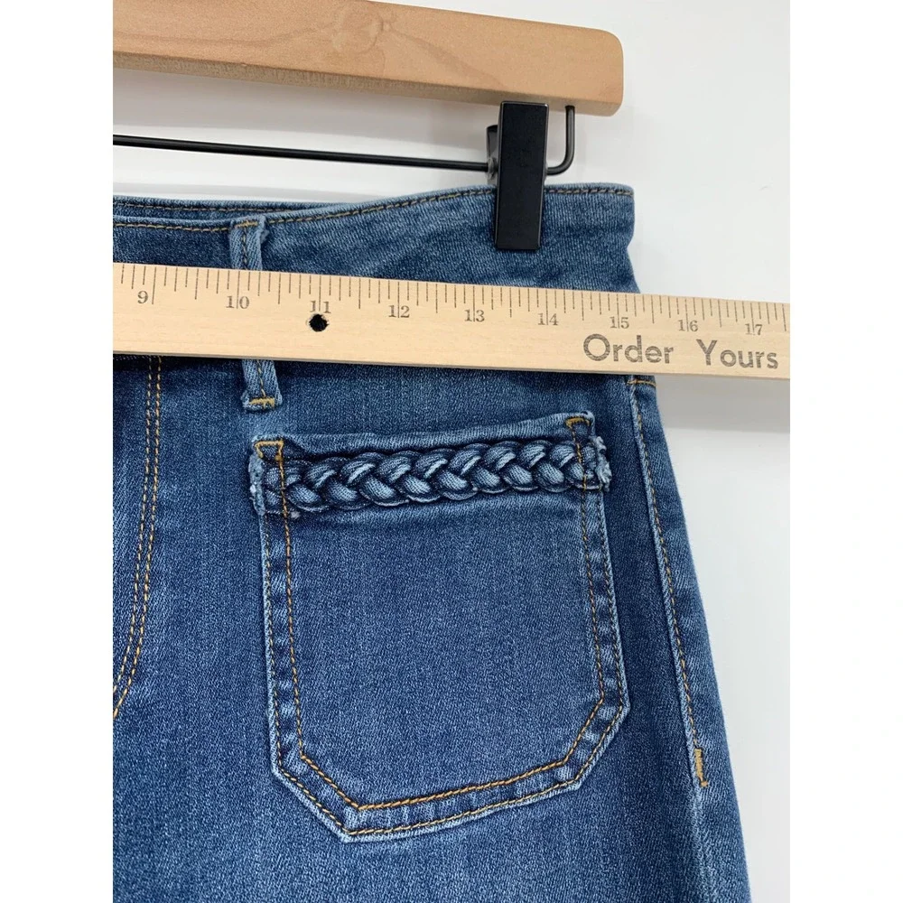 Driftwood Jeans Womens 28 Blue Farrah Flare Braided Pocket High Rise‎ Boho